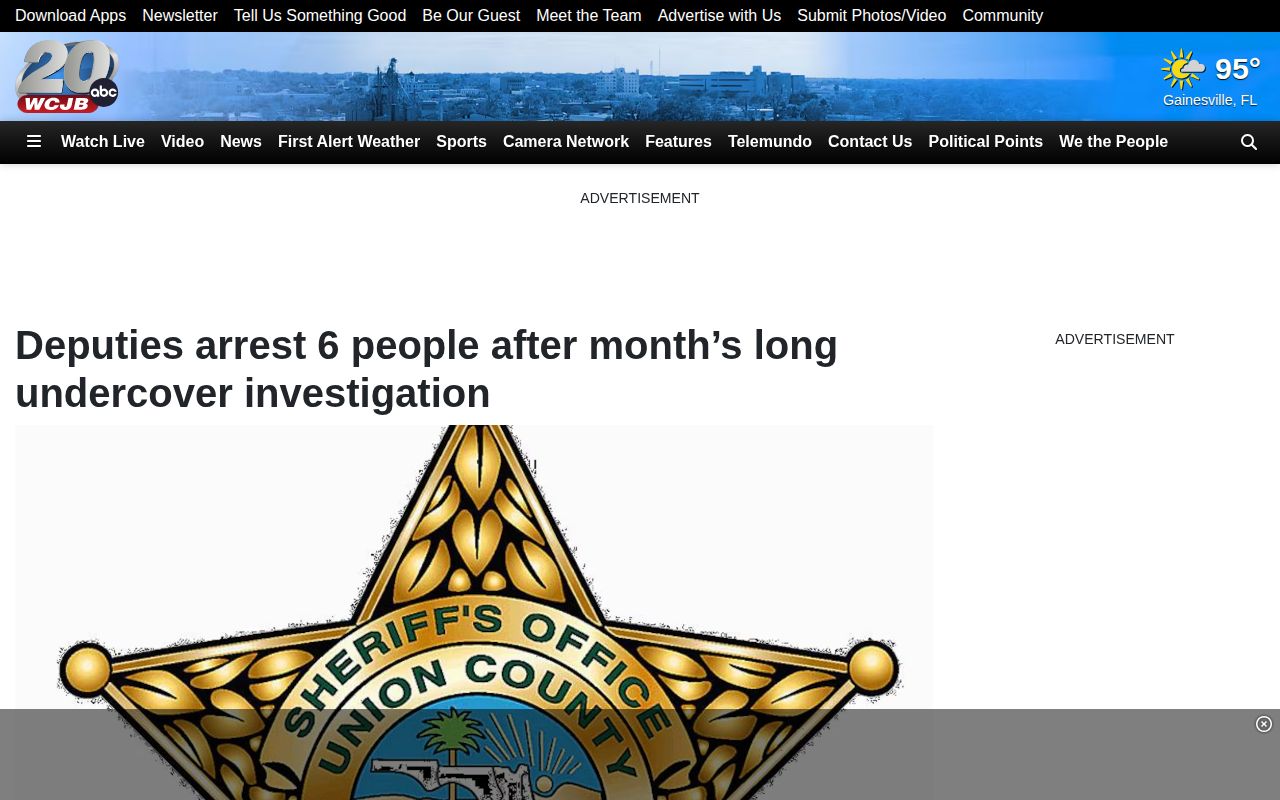 WCJB Raiford area Union County arrest report
